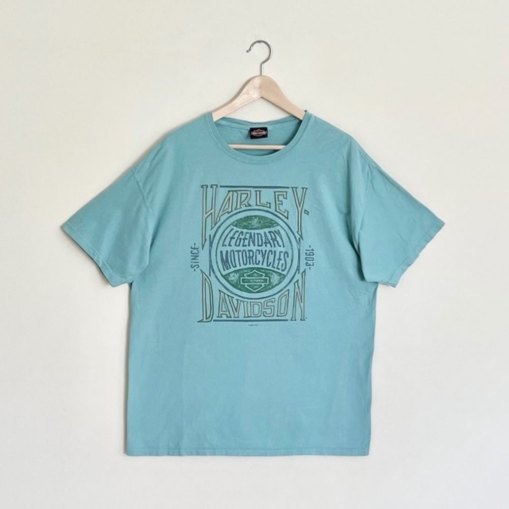 Harley-Davidson Cancun Mexico Graphic Teal Motorcycle Biker T Shirt Adult Large